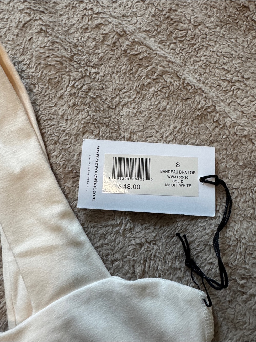 WeWoreWhat White Cotton Bandeau Sports Bra / Crop Top - Picture 6 of 10